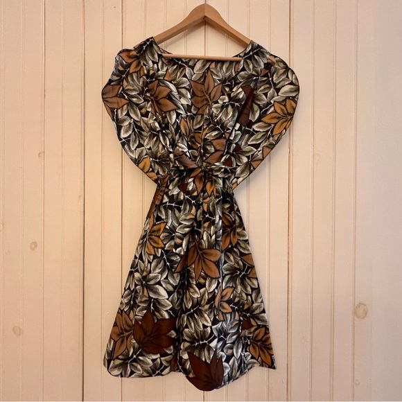 Marni Brown Leaf Print Mini Dress Size 40 Small/Medium - Picture 1 of 6